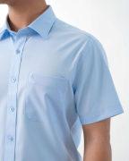 Áo Sơ Mi Ngắn Tay Nam Trơn 5019 Xanh Da Trời