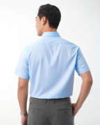 Áo Sơ Mi Ngắn Tay Nam Trơn 5019 Xanh Da Trời