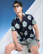 Áo Sơ Mi Ngắn Tay Nam Hawaii 5037 - Xanh