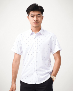 Áo Sơ Mi Ngắn Tay Nam Họa Tiết Chữ AB 4044 - Trắng