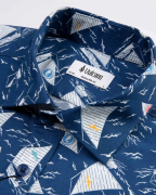 Áo Sơ Mi Ngắn Tay Nam Họa Tiết Con Thuyền 3025A