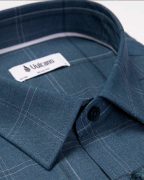 Áo Sơ Mi Ngắn Tay Nam Họa Tiết Kẻ 2050 Xanh