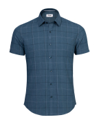 Áo Sơ Mi Ngắn Tay Nam Họa Tiết Kẻ 2050 Xanh