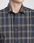 Áo Sơ Mi Ngắn Tay Nam Họa Tiết Kẻ 3010 - Xanh