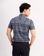 Áo Sơ Mi Ngắn Tay Nam Họa Tiết Kẻ 3029 - Xám