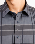 Áo Sơ Mi Ngắn Tay Nam Họa Tiết Kẻ 3029 - Xám