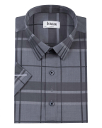 Áo Sơ Mi Ngắn Tay Nam Họa Tiết Kẻ 3029 - Xám