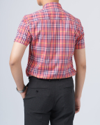 Áo Sơ Mi Ngắn Tay Nam Họa Tiết Kẻ 4015A Hồng