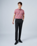 Áo Sơ Mi Ngắn Tay Nam Họa Tiết Kẻ 4015A Hồng