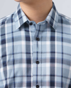 Áo Sơ Mi Ngắn Tay Nam Họa Tiết Kẻ 4017A Xanh Đậm