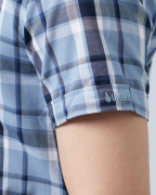 Áo Sơ Mi Ngắn Tay Nam Họa Tiết Kẻ 4017A Xanh Đậm