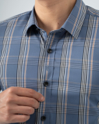 Áo Sơ Mi Ngắn Tay Nam Họa Tiết Kẻ 4021 - Xanh