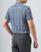 Áo Sơ Mi Ngắn Tay Nam Họa Tiết Kẻ 4021 - Xanh