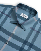 Áo Sơ Mi Ngắn Tay Nam Họa Tiết Kẻ 5021 - Xanh