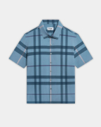 Áo Sơ Mi Ngắn Tay Nam Họa Tiết Kẻ 5021 - Xanh