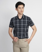 Áo Sơ Mi Ngắn Tay Nam Họa Tiết Kẻ Caro 2046 Đen