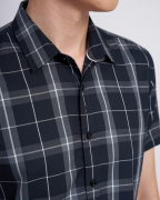 Áo Sơ Mi Ngắn Tay Nam Họa Tiết Kẻ Caro 2046 Đen