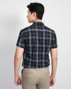 Áo Sơ Mi Ngắn Tay Nam Họa Tiết Kẻ Caro 2046 Đen