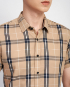 Áo Sơ Mi Ngắn Tay Nam Họa Tiết Kẻ Caro 2045 Nâu