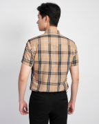 Áo Sơ Mi Ngắn Tay Nam Họa Tiết Kẻ Caro 2045 Nâu