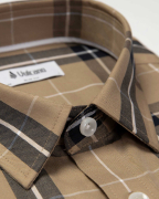 Áo Sơ Mi Ngắn Tay Nam Họa Tiết Kẻ Caro 2045 Nâu