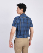 Áo Sơ Mi Ngắn Tay Nam Họa Tiết Kẻ Caro 2044 Xanh