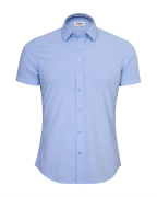 Áo Sơ Mi Ngắn Tay Nam Họa Tiết Kẻ Chìm 2051 Xanh Da Trời