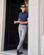 Áo Sơ Mi Ngắn Tay Nam Họa Tiết Kẻ Chìm 2052 Xanh Tím Than