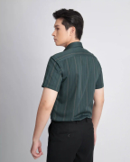 Áo Sơ Mi Ngắn Tay Nam Họa Tiết Kẻ Dọc 3011 - Xanh Đậm