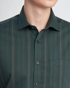 Áo Sơ Mi Ngắn Tay Nam Họa Tiết Kẻ Dọc 3011 - Xanh Đậm