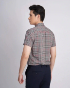 Áo Sơ Mi Ngắn Tay Nam Họa Tiết Kẻ Ô 3015 - Xám Đậm