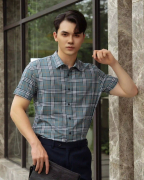 Áo Sơ Mi Ngắn Tay Nam Họa Tiết Kẻ Ô 3015 - Xanh Lá Cây