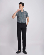 Áo Sơ Mi Ngắn Tay Nam Họa Tiết Kẻ Ô 3015 - Xanh Lá Cây