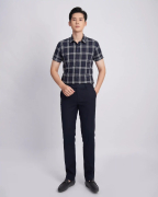 Áo Sơ Mi Ngắn Tay Nam Họa Tiết Kẻ Ô 3015 - Xanh Tím Than