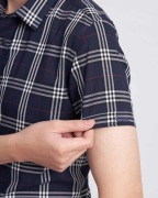 Áo Sơ Mi Ngắn Tay Nam Họa Tiết Kẻ Ô 3015 - Xanh Tím Than