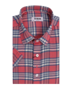 Áo Sơ Mi Ngắn Tay Nam Họa Tiết Kẻ Phối 3020 - Đỏ