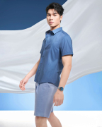 Áo Sơ Mi Ngắn Tay Nam In Họa Tiết 5016 - Xanh Đậm