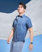 Áo Sơ Mi Ngắn Tay Nam In Họa Tiết 5016 - Xanh Đậm