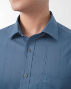 Áo Sơ Mi Ngắn Tay Nam In Họa Tiết 5016 - Xanh Đậm