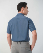 Áo Sơ Mi Ngắn Tay Nam In Họa Tiết 5016 - Xanh Đậm