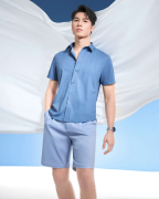 Áo Sơ Mi Ngắn Tay Nam In Họa Tiết 5016 - Xanh Đậm