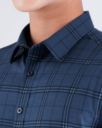 Áo Sơ Mi Ngắn Tay Nam Kẻ Caro 4029 - Xanh Đậm