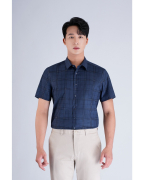 Áo Sơ Mi Ngắn Tay Nam Kẻ Caro 4029 - Xanh Đậm