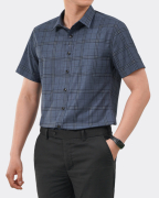 Áo Sơ Mi Ngắn Tay Nam Kẻ Caro 4029 - Xanh Tím Than