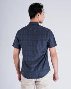 Áo Sơ Mi Ngắn Tay Nam Kẻ Caro 4029 - Xanh Tím Than