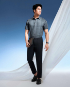Áo Sơ Mi Ngắn Tay Nam Kẻ Ô 5017 - Xanh Đậm