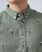 Áo Sơ Mi Ngắn Tay Nam Linen Họa Tiết 4013A