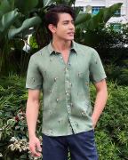 Áo Sơ Mi Ngắn Tay Nam Linen Họa Tiết 4013A