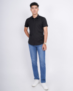 Áo Sơ Mi Ngắn Tay Nam Màu Đen Trơn 4004B
