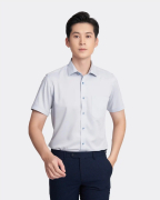 Áo Sơ Mi Ngắn Tay Nam Vải Vân Xước 3017 - Xám Nhạt